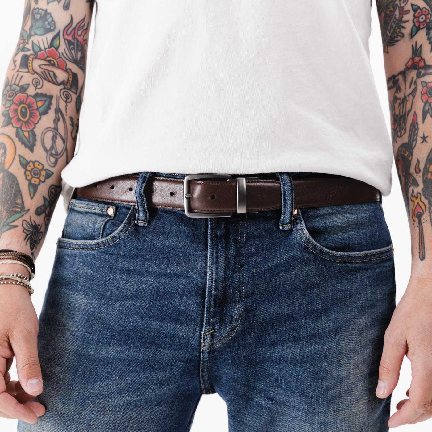 Men's Italian Reversible Leather Belt - Image 3