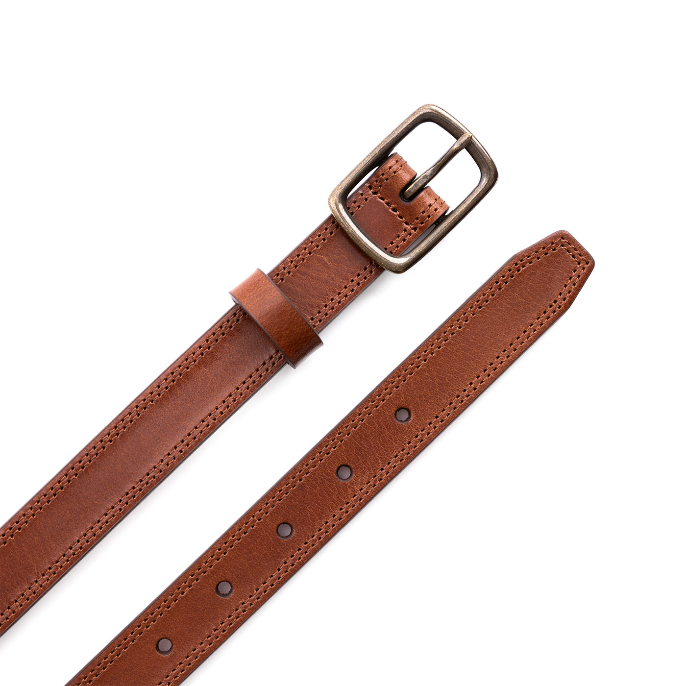 Women's Slim Double Stitch Leather Belt - Image 9