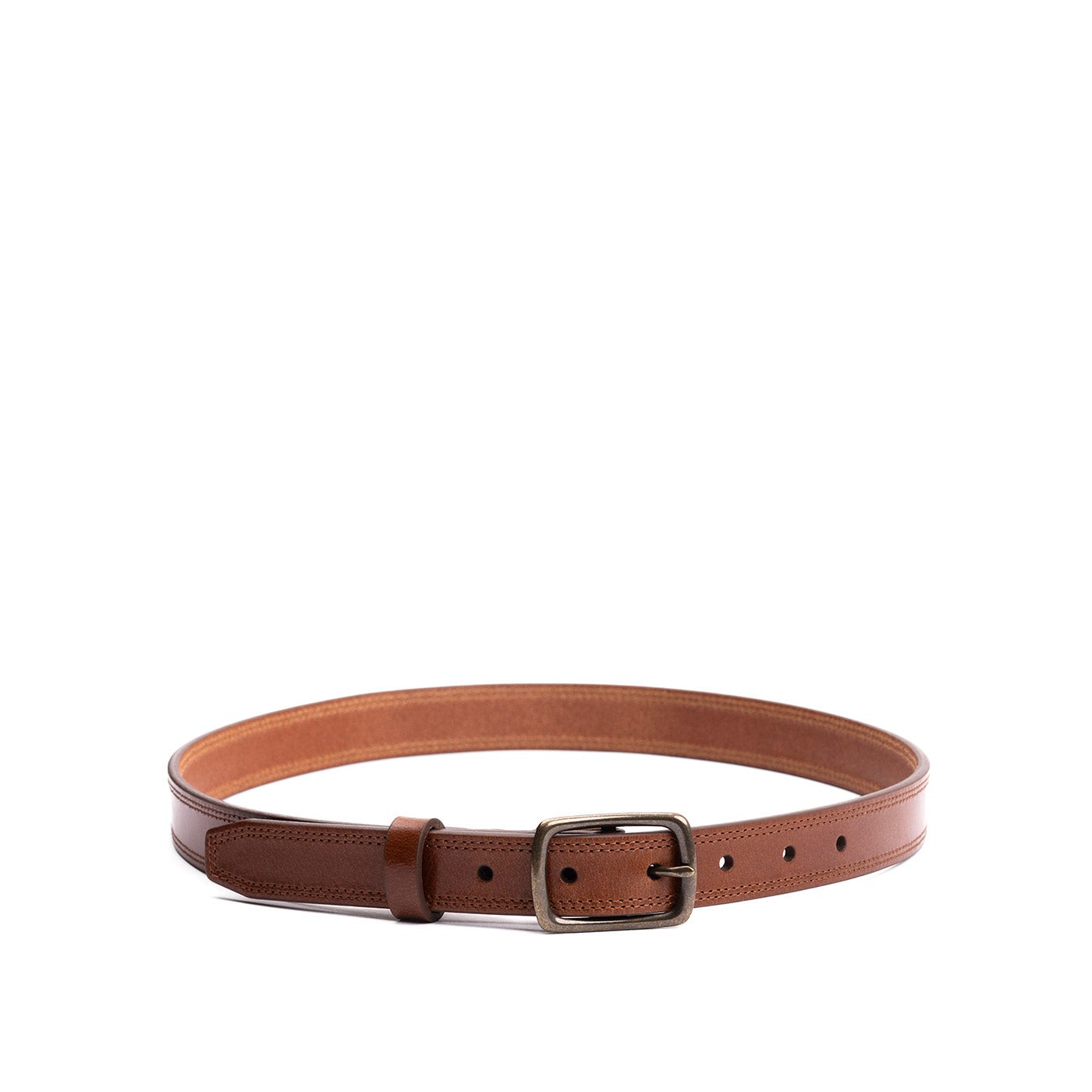Women's Slim Double Stitch Leather Belt - Image 3