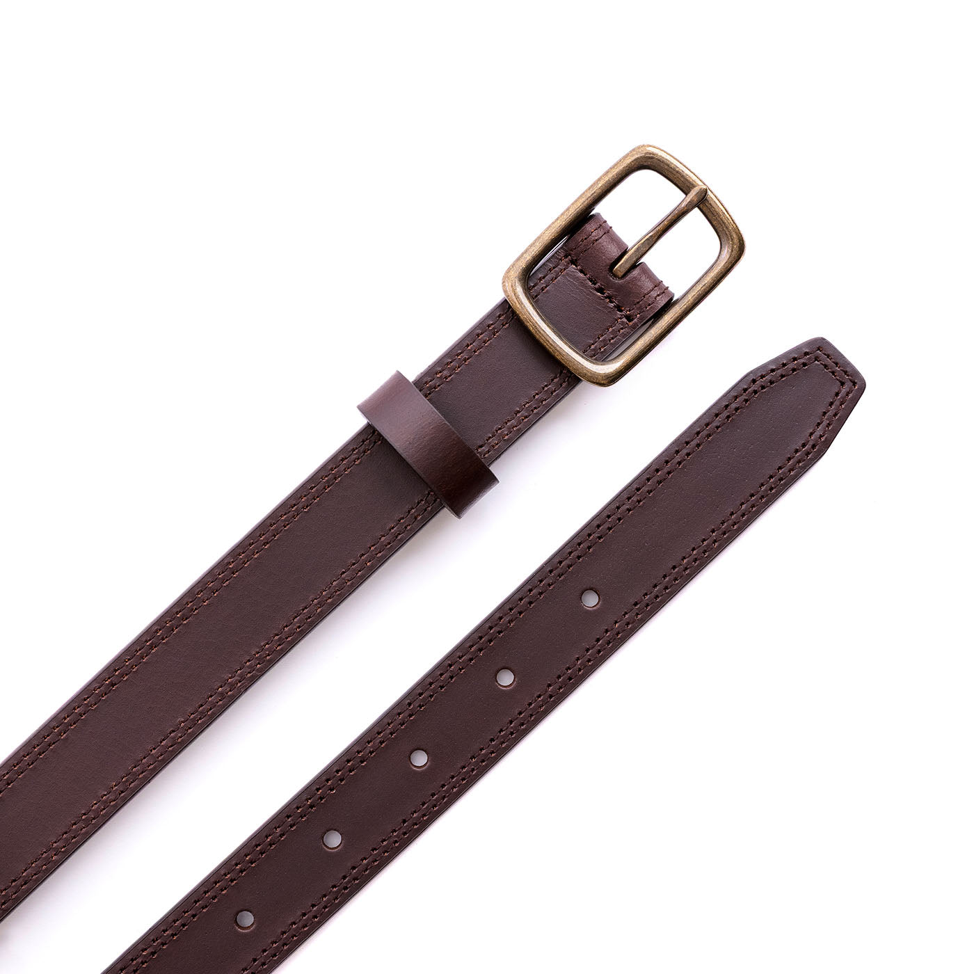 Women's Slim Double Stitch Leather Belt - Image 7