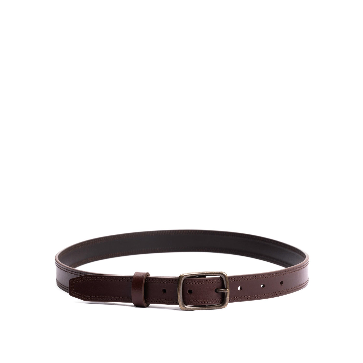 Women's Slim Double Stitch Leather Belt - Image 2